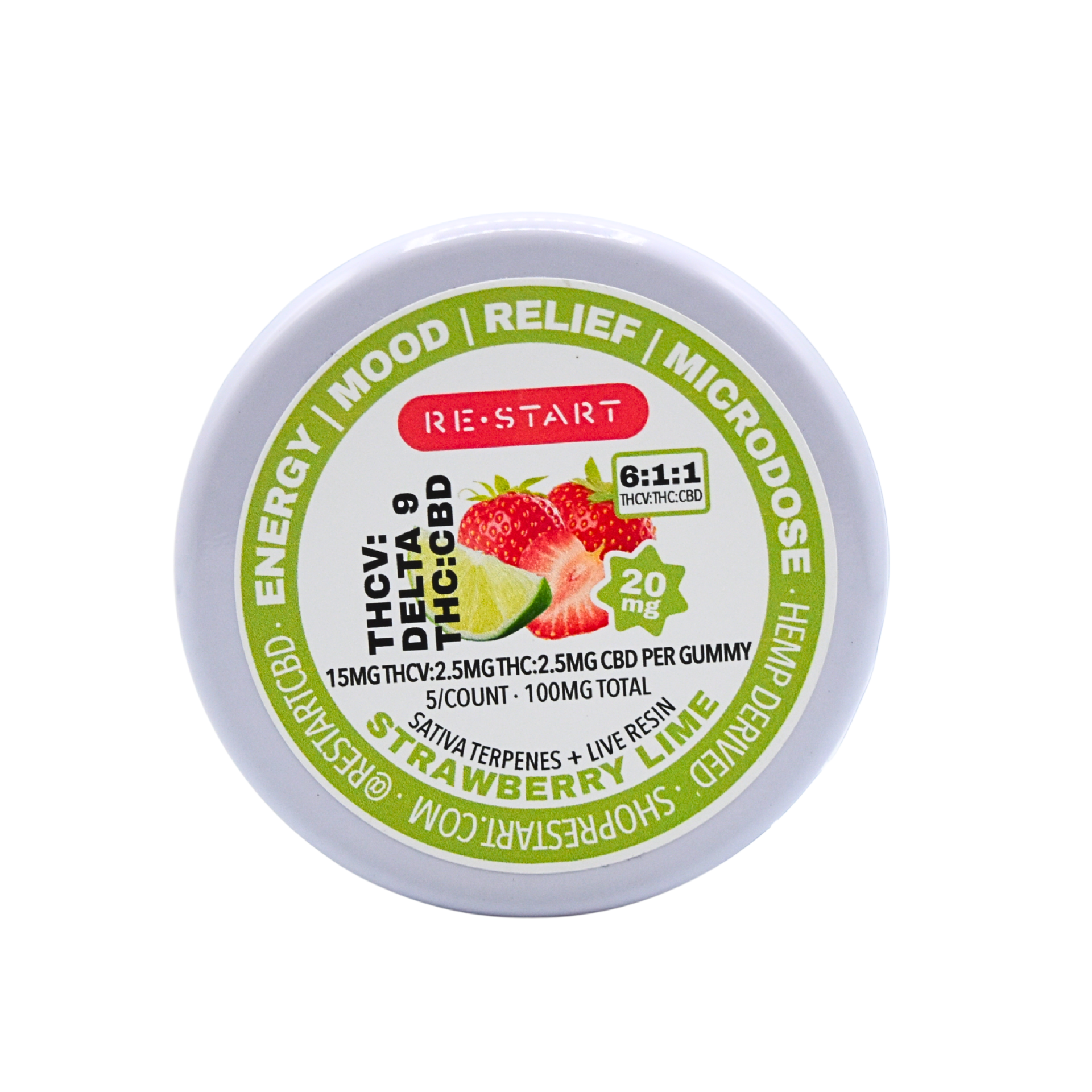 THCV Delta 9 THC CBD 20MG Energies Gummies Strawberry (6:1:1) / 5-ct (Reg. Price $20)